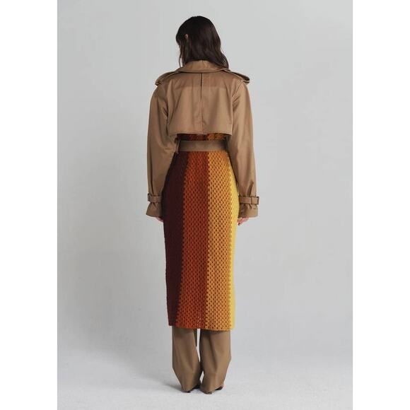 Monse Crochet Combo Trench Coat in Dark Khaki M - Picture 4 of 6